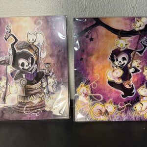 Whimsical Skeleton and Cats Art Prints